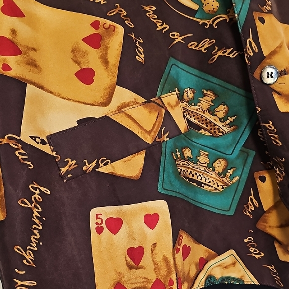 Silk Club Playing Card Pattern Vest Vintage Womens Medium - Picture 2 of 5